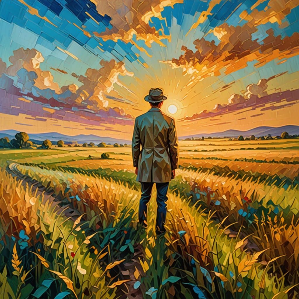Dreamlike Figure in a Vibrant Field