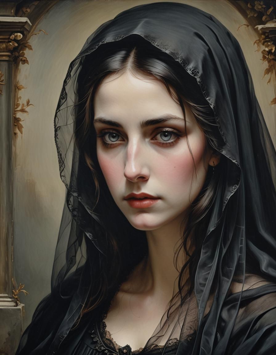 Young Widow in Neoclassical Portrait Style