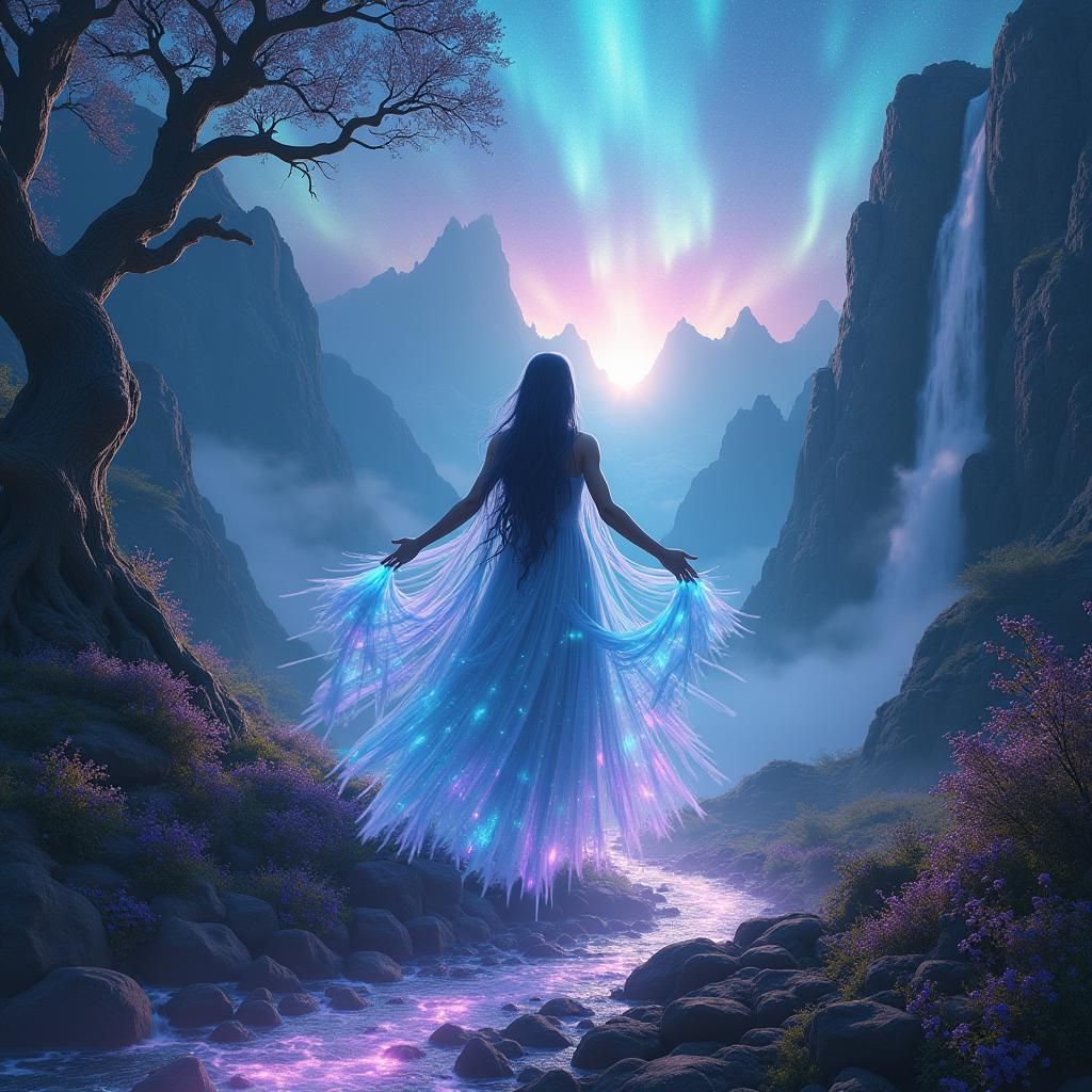 Celestial Goddess Personifying Earth's Emotions as Matte Pai...