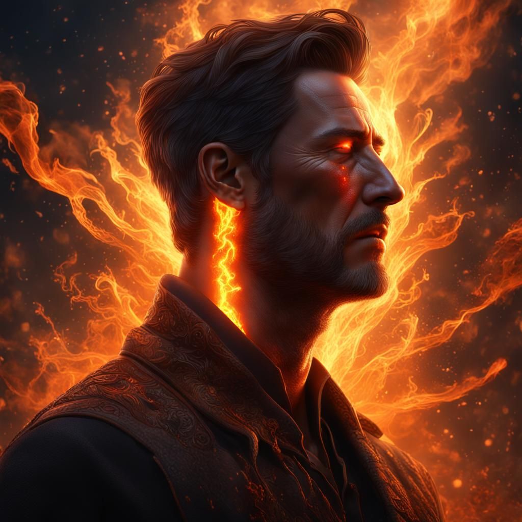 Fiery Light Emanates from Man's Throat