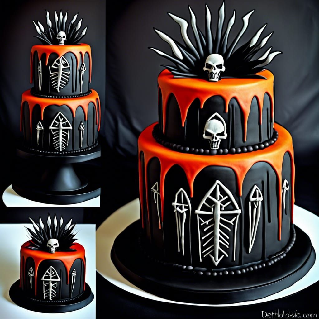 Hyperrealistic Gothic Cake in Dethklok Style