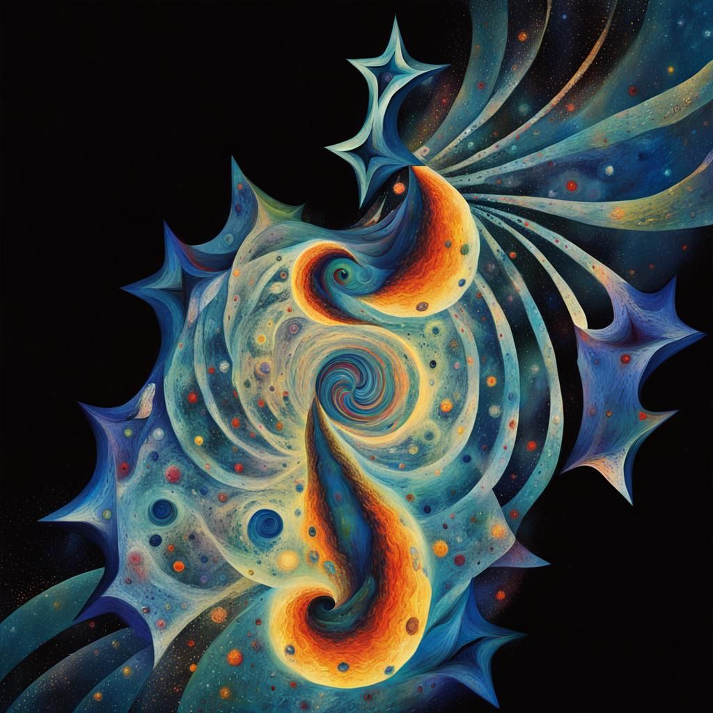 Abstract Fluorescent Star in Dreamy Naive Art Style