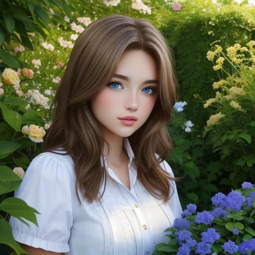 Teenage Girl with Blonde Highlights in Garden