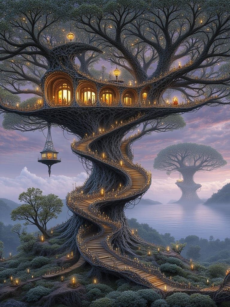 Whimsical Treehouse Sanctuary in a Majestic Ancient Tree