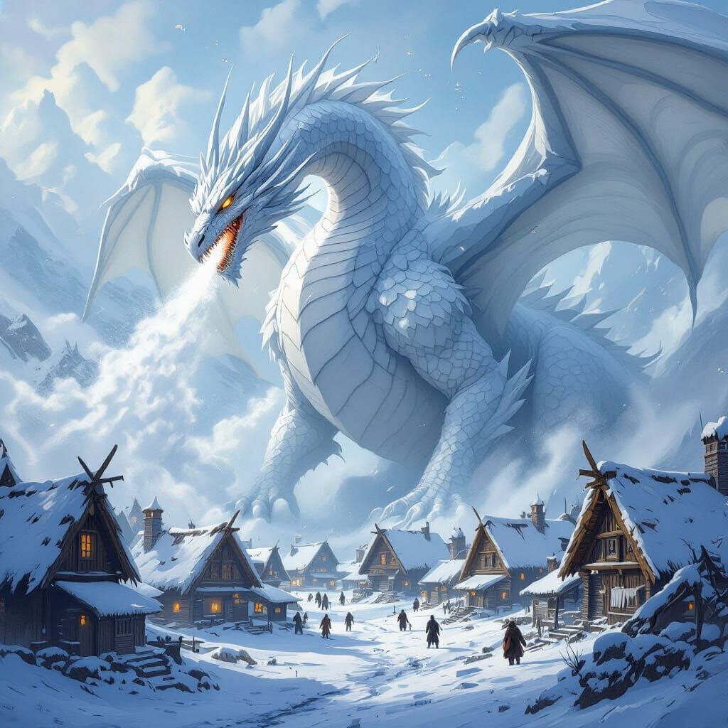 Colossal Ice Dragon Blizzards Viking Village