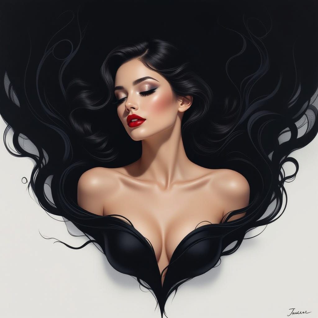 Surreal Portrait of a Woman in Darkness