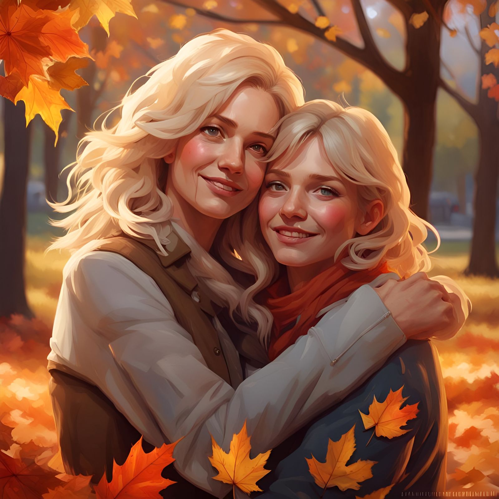 Heartwarming Mother-Daughter Thanksgiving Portrait in Autumn