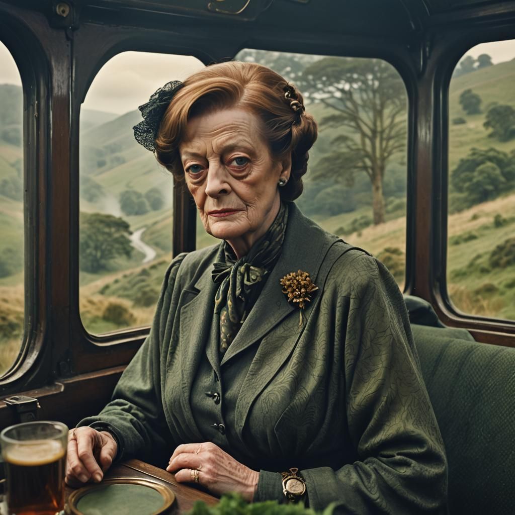 Cinematic Train Journey Through Misty Hills