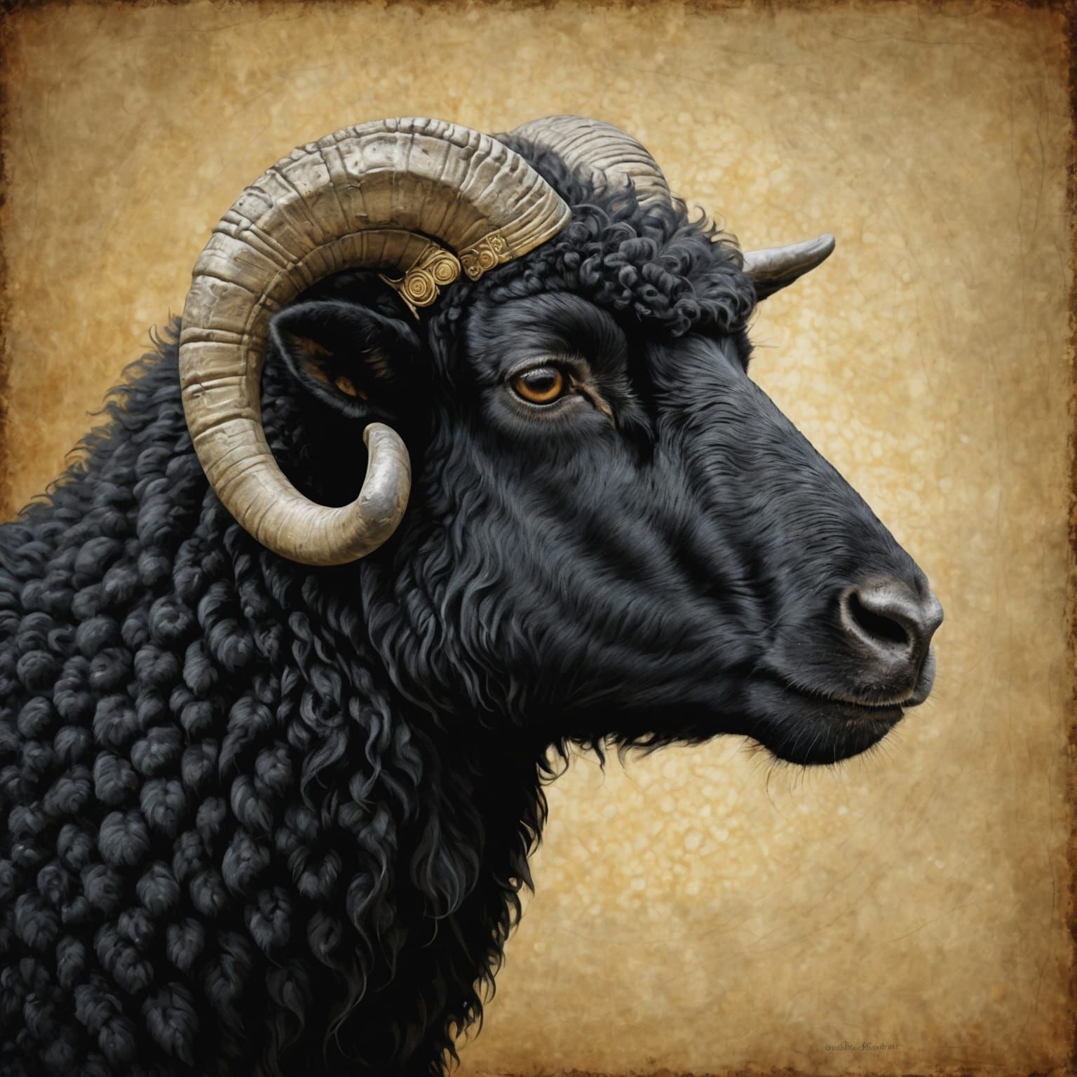 Black Sheep Profile in Gustav Klimt Style