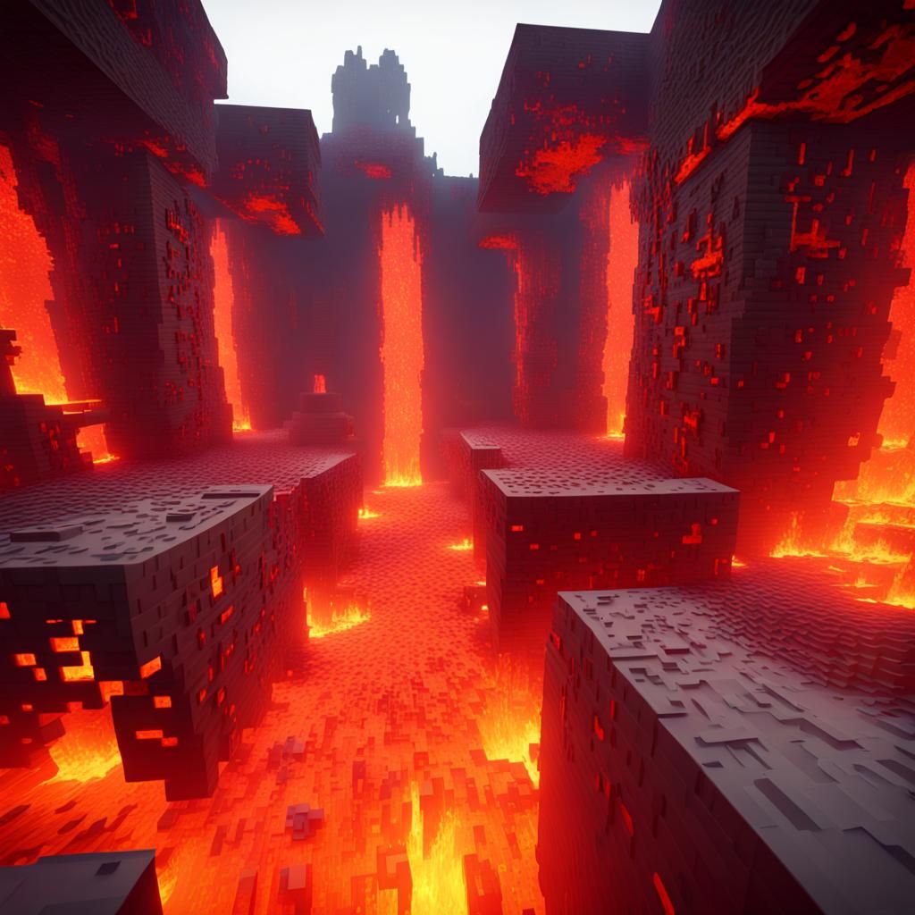 Minecraft Hell Biome: Detailed Matte Painting