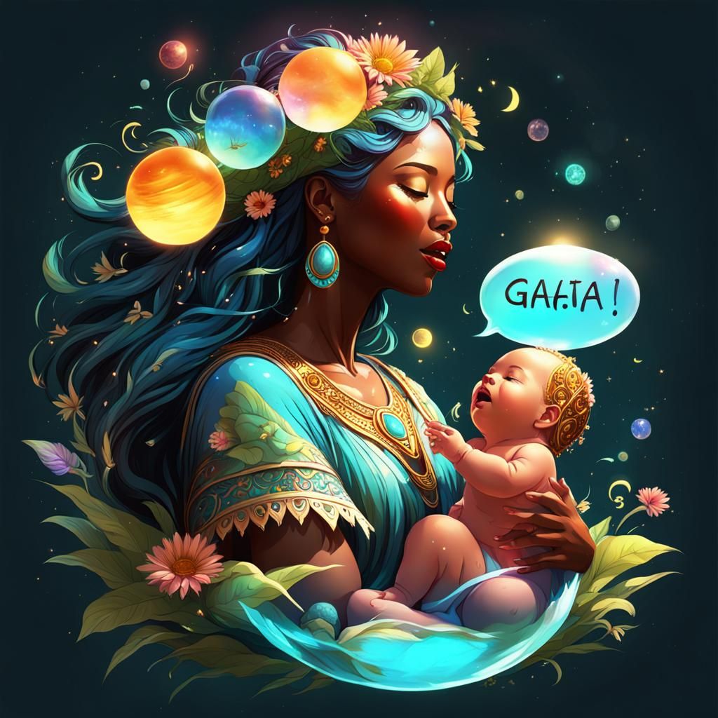 Goddess Gaia Singing to Baby: ArtStation Illustration