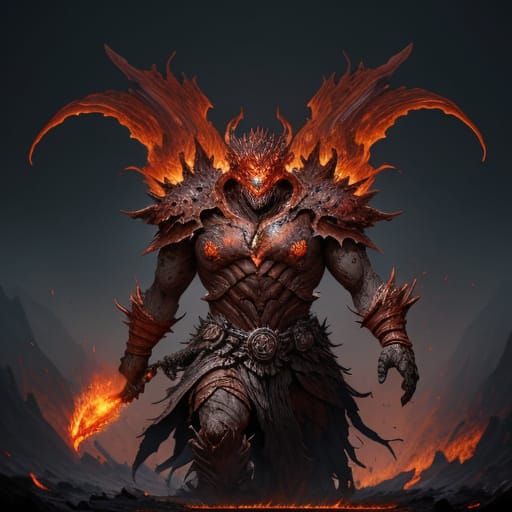 Emberclad Warlord: Molten Obsidian Fantasy Art