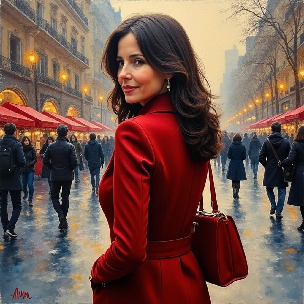 Ethereal Parisian Woman in Winter