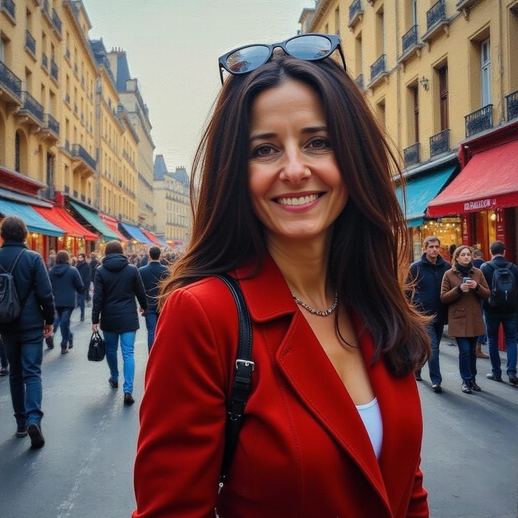 Parisian Woman in Winter Wonderland