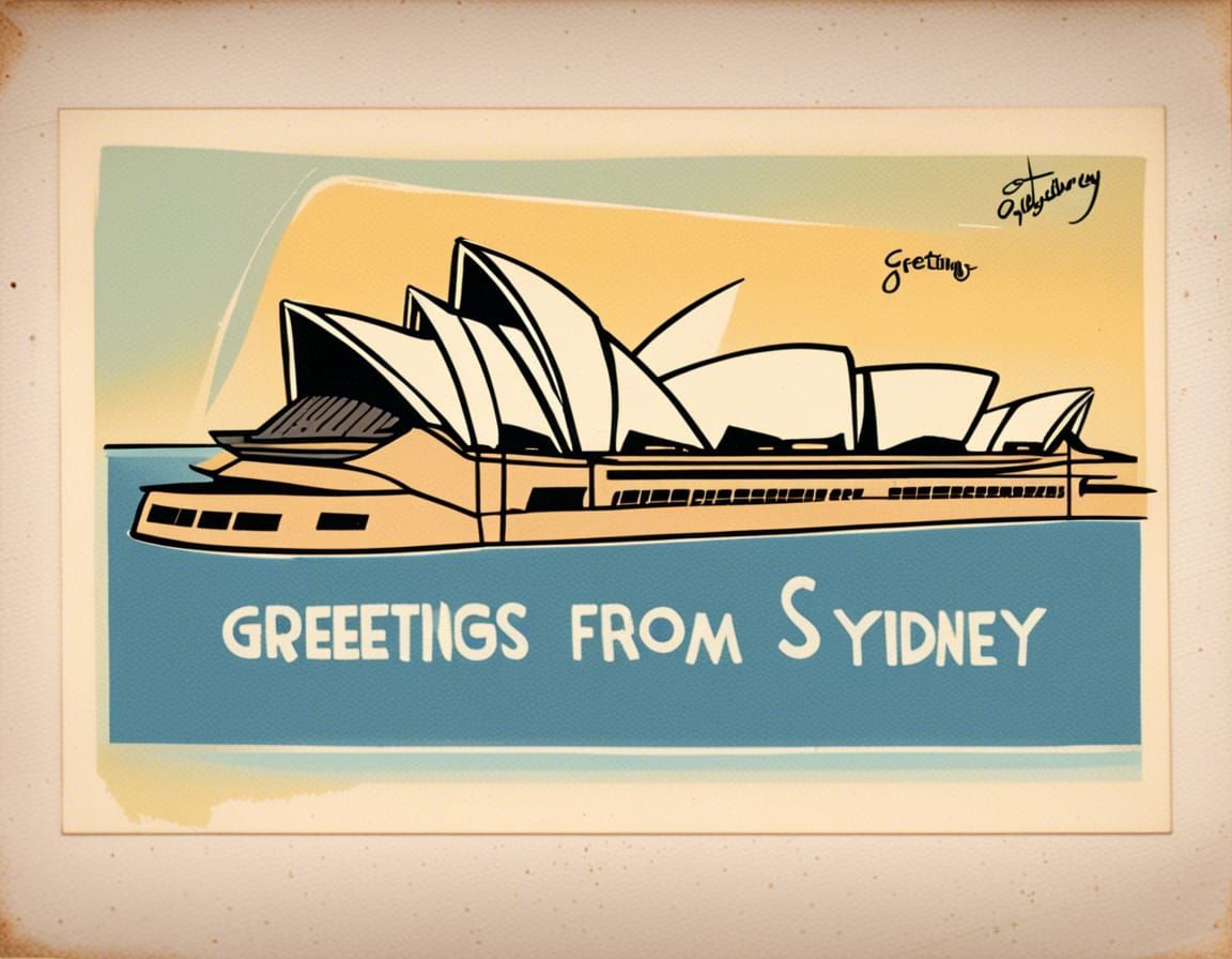 Sydney Opera House Vintage Postcard