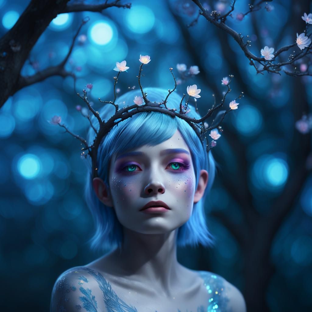 Ethereal Moonlit Being Emerges in a Groove of Soft Glimmerin...