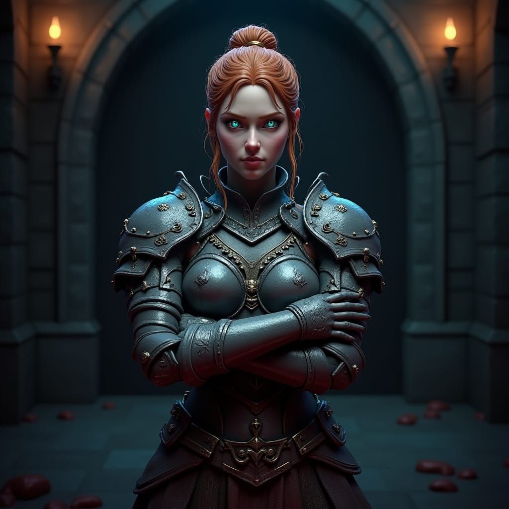 Gatekeeper Delia: Hyperrealistic Dungeon Guardian