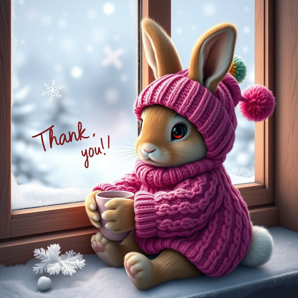 Baby Bunny in Winter Wonderland, Fantasy Concept Art