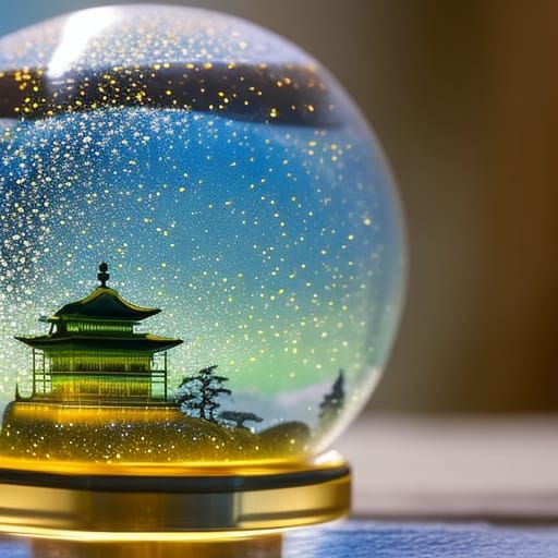 Kinkaku-ji Temple in Ethereal Snow Globe