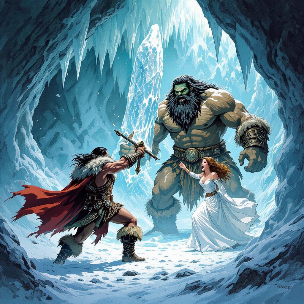 Conan's Frozen Peril: A Barbarian Comic Book Cover