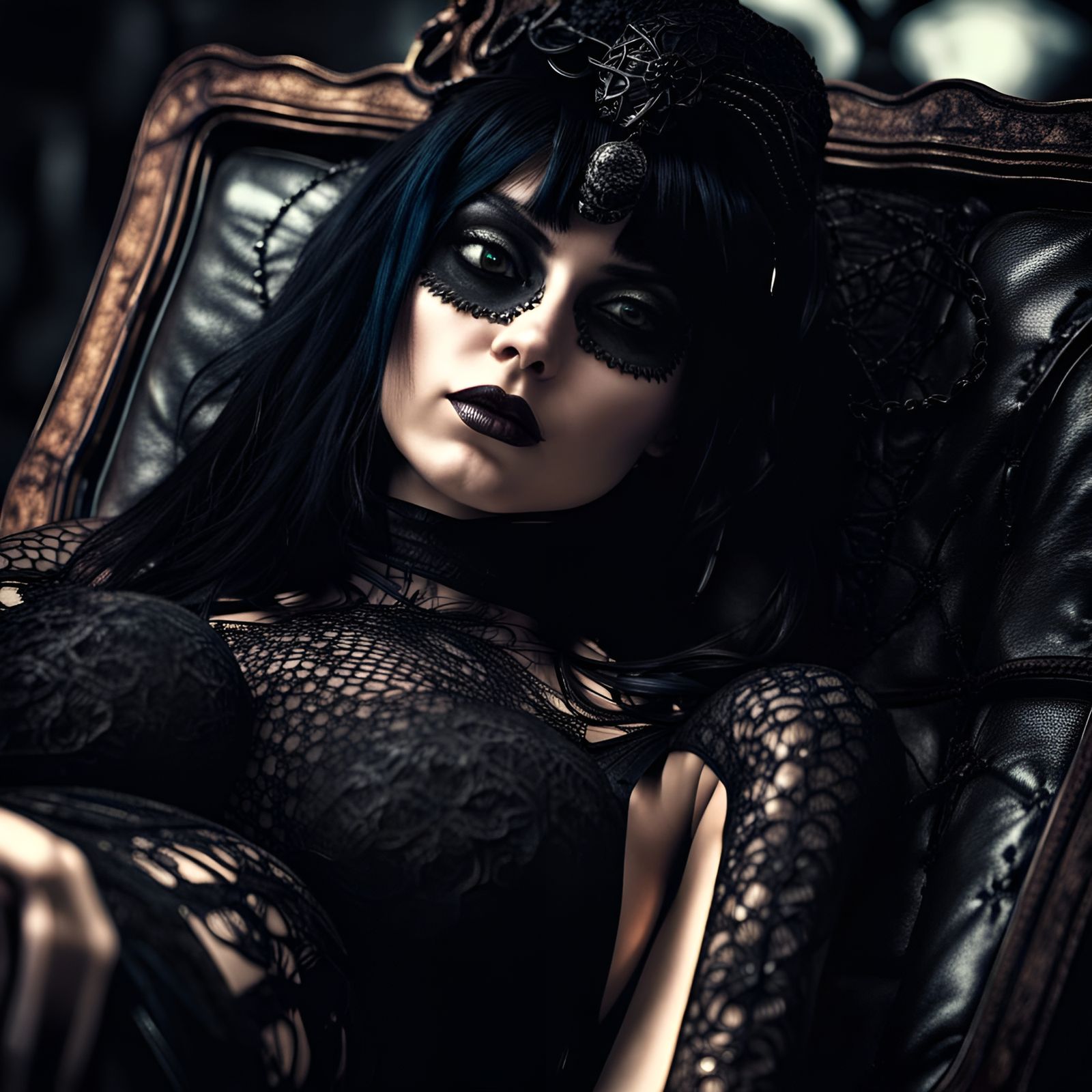 Hyperrealistic Goth Woman in Bikini