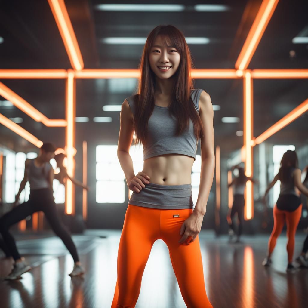 Gym Dance: Japanese Teen in Digital Painting