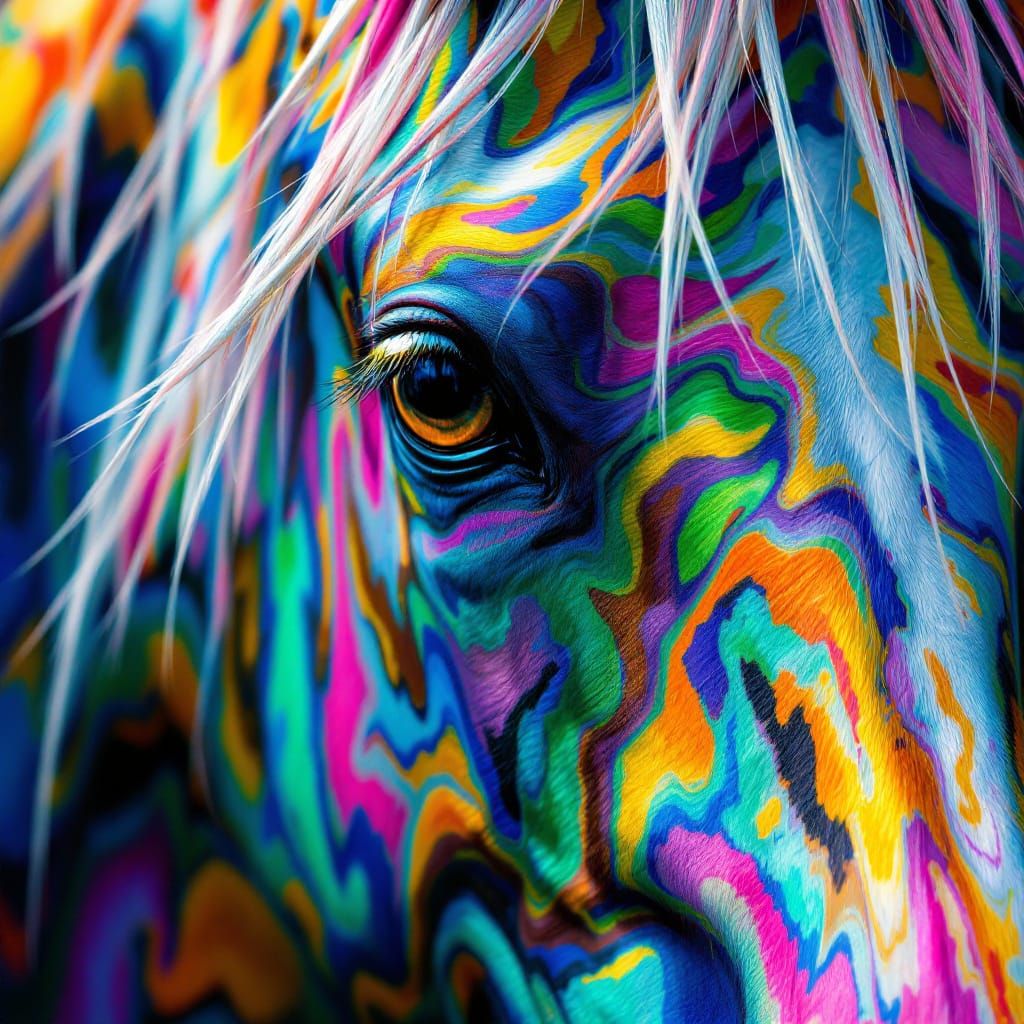 Majestic Horse Face in Vibrant Abstract Style