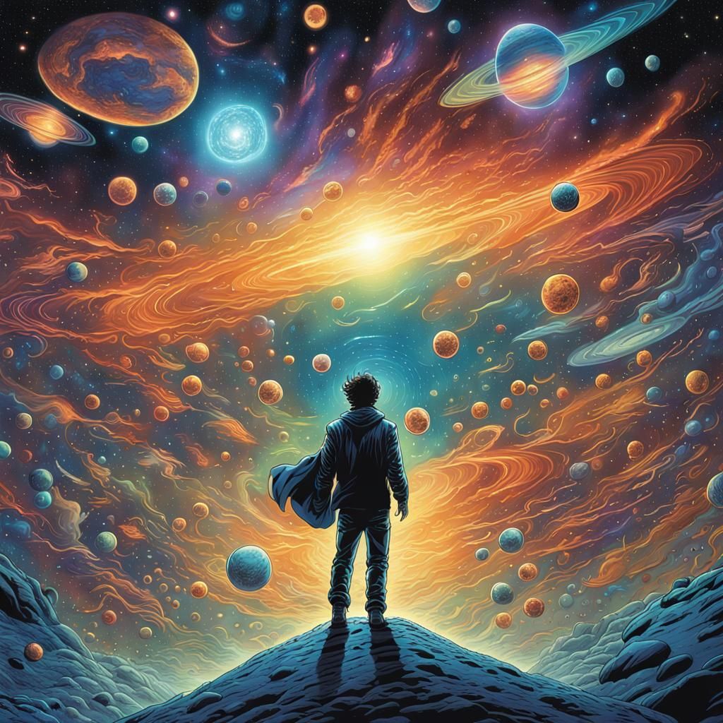 R&B Singer Levitates in Cosmic Comic Book Art