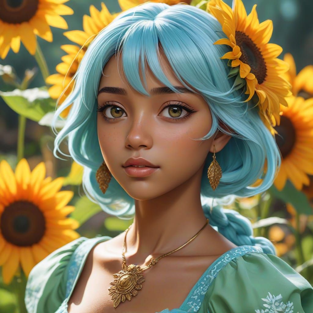 Surreal Anime Goddess with Autumn Leaves and Icy Details