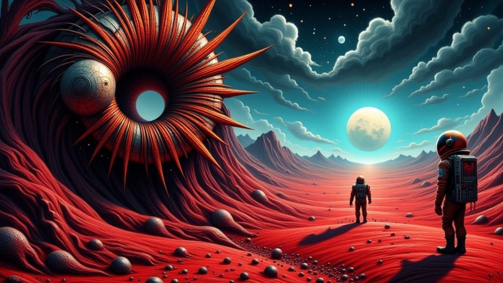 A lone astronaut discovers an alien artifact