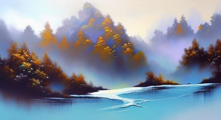 Enchanted Forest Waterfall: Graffiti Art Landscape