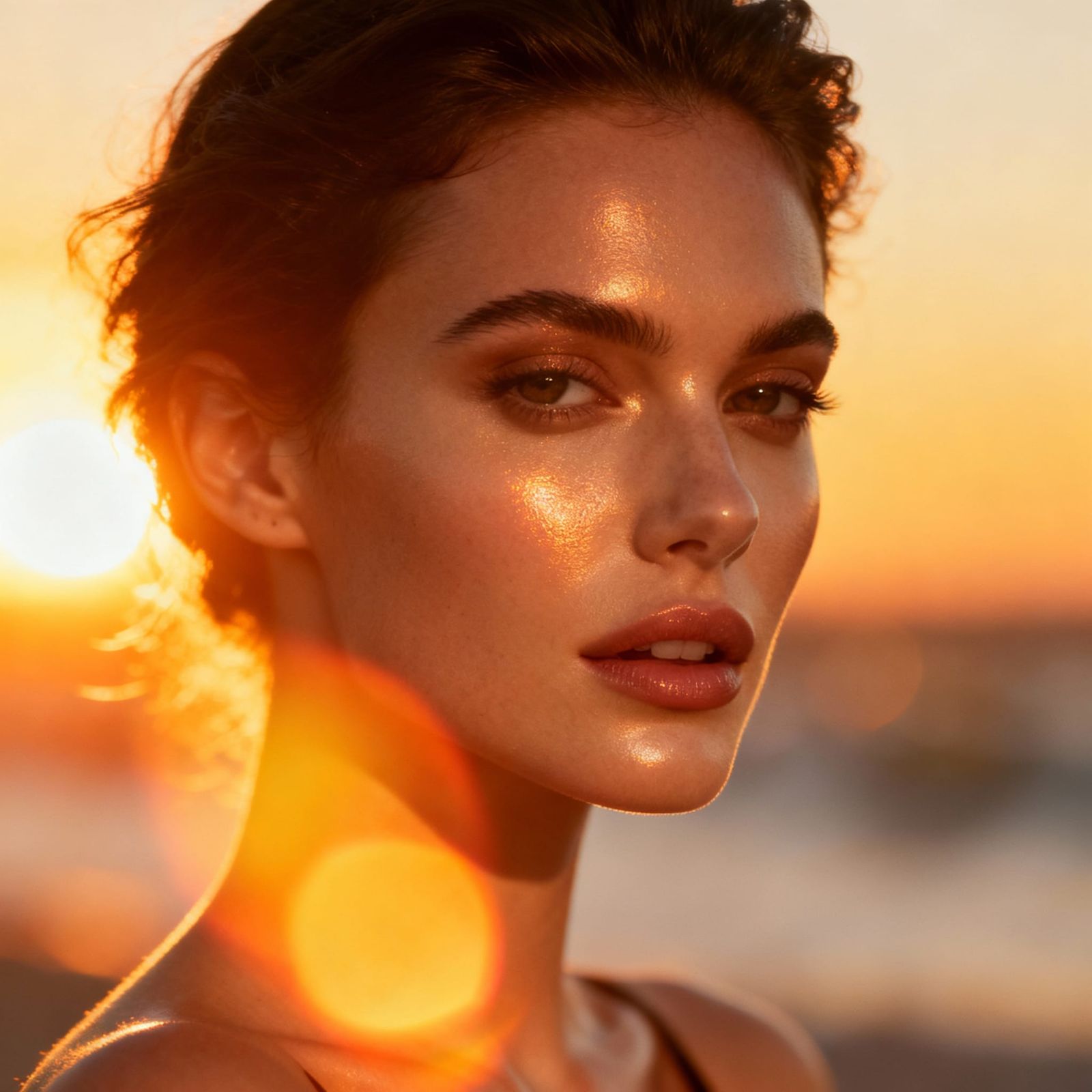 Glamour Portrait with Golden Hour Sun and Anamorphic Flare