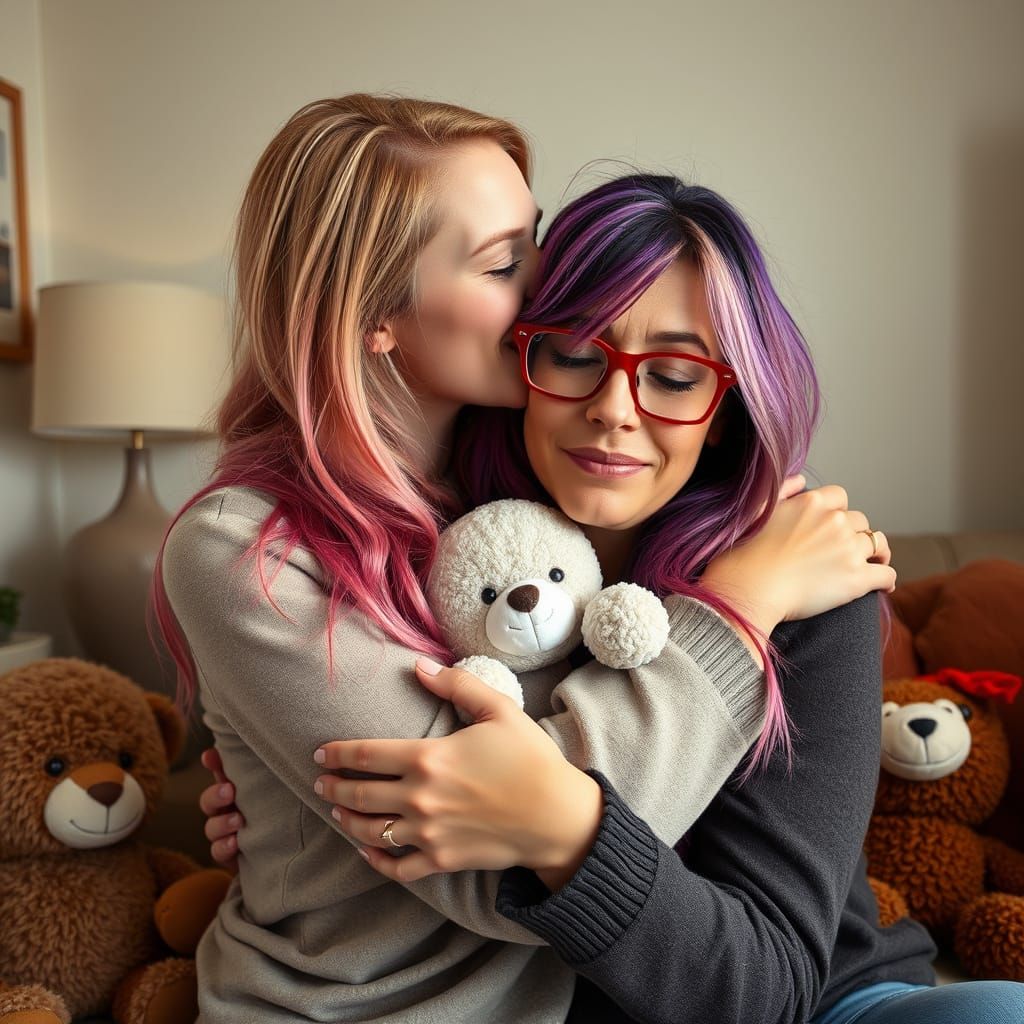 Heartwarming Portrait of Two Women in Realistic Style