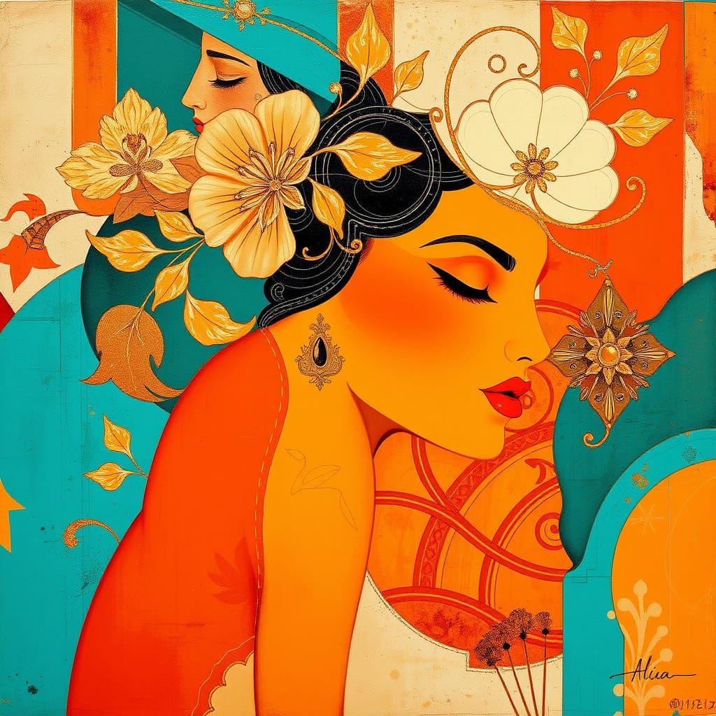 Luxurious Art Deco Romance in Warm, Burnt Orange