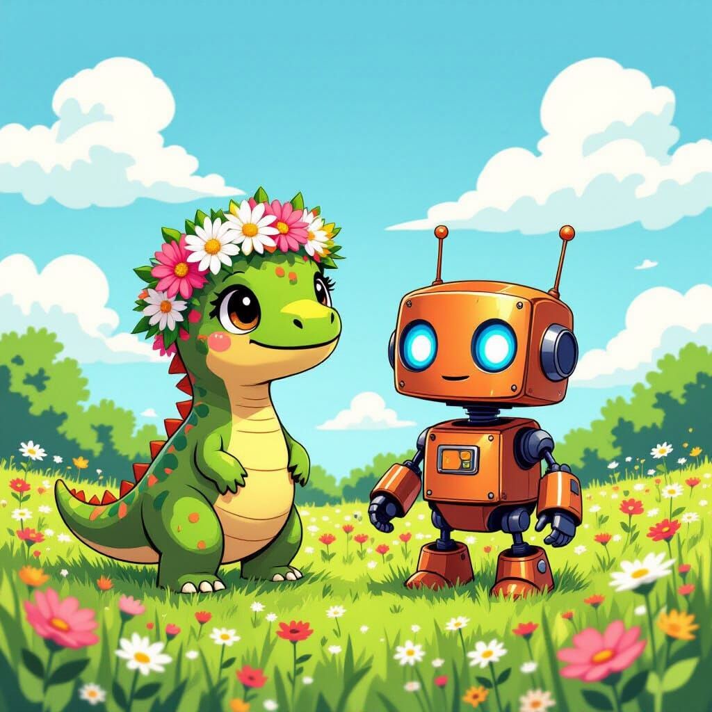 Dinosaur and robot