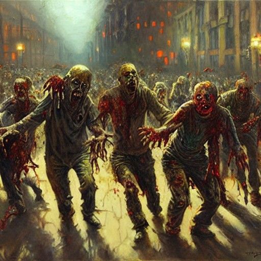 Zombies in Oil Painting Style
