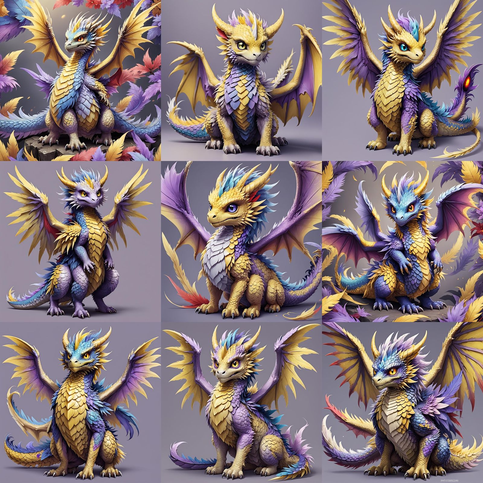 Cute Anime Dragon with Feathers and Fluff