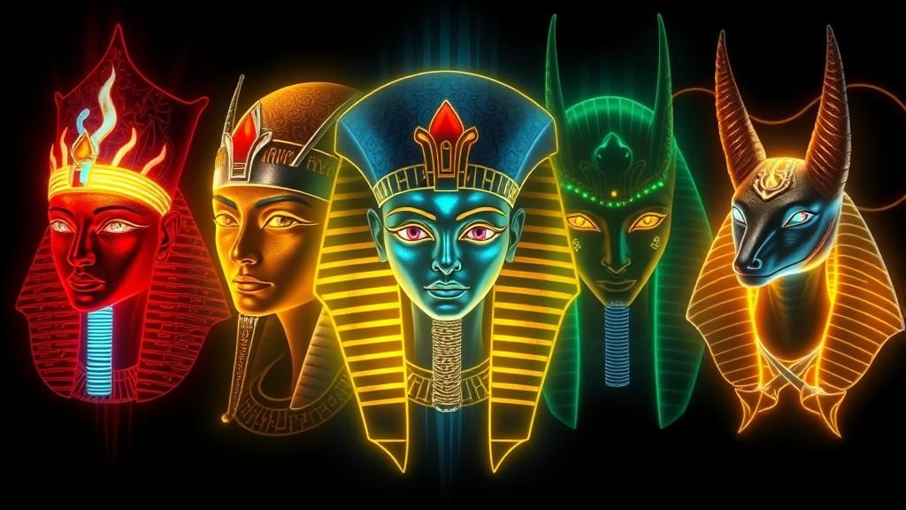Ethereal Egyptian Gods in Translucent Hues