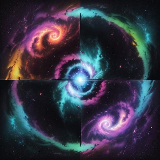 Cosmic Fusion: Merging Galaxies in Abstract Expressionism