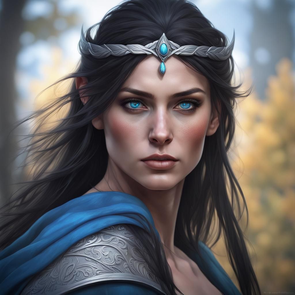 Norse Woman Portrait in Wilderness, Hyperdetailed Art
