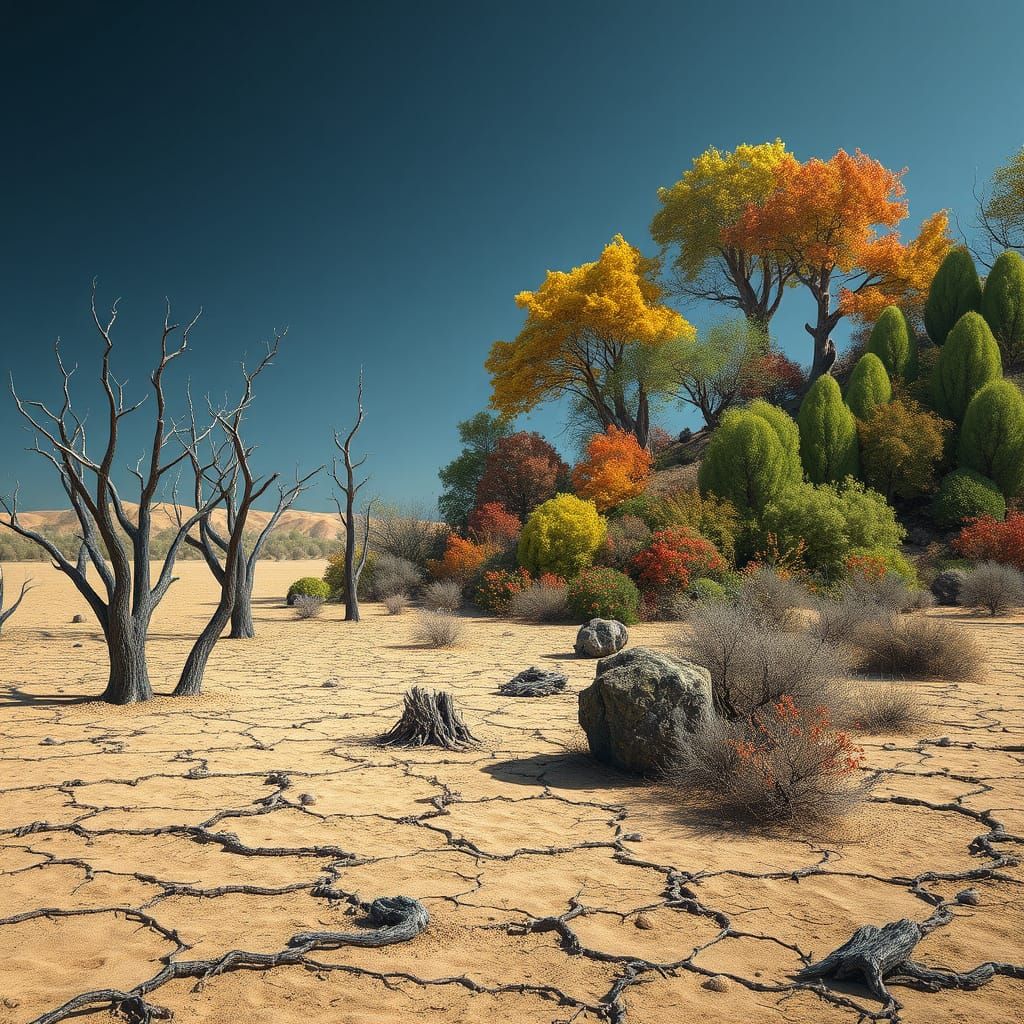 Drought vs Oasis: Lush Greenery in Arid Lands