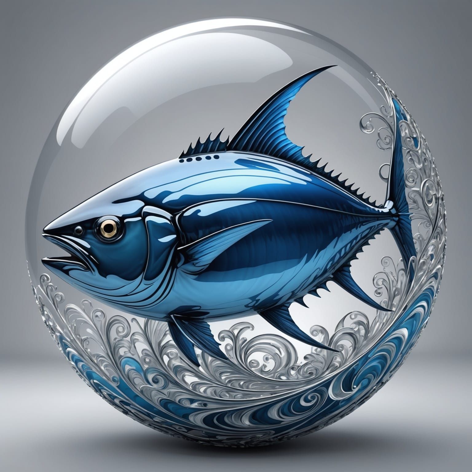Giant Tuna Fish Shimmers in Abstract Fractal Design