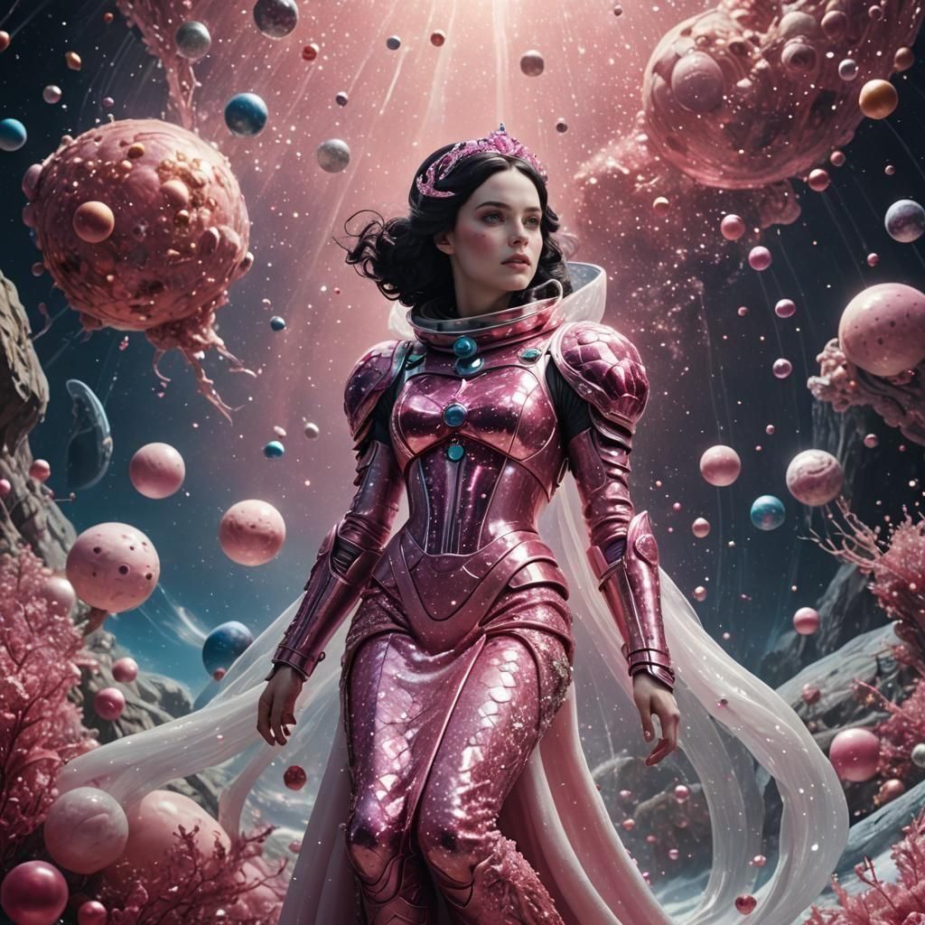 Snow White Sparkle Mermaid in Space: Digital Painting