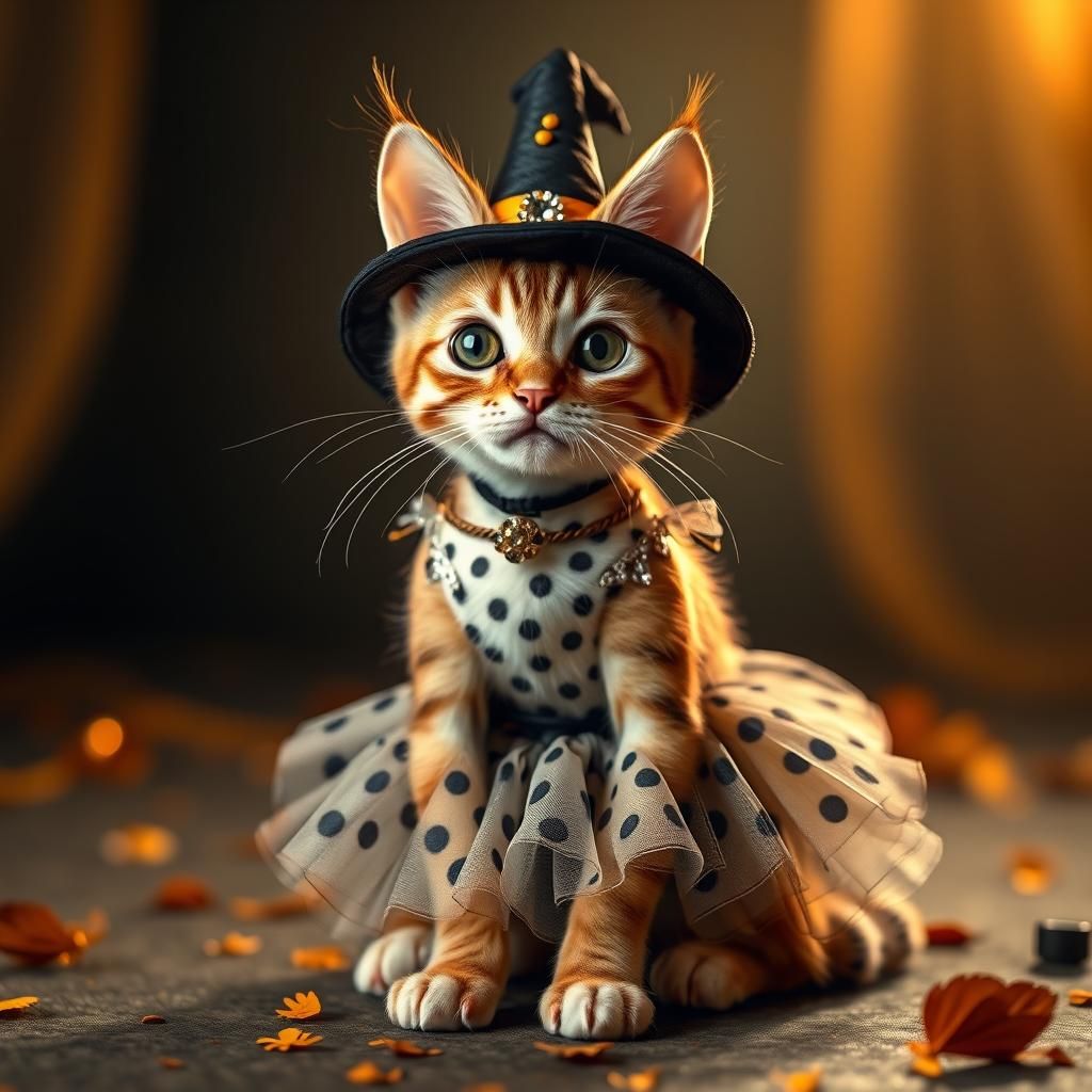 Cat in Halloween Costume: Dreamlike Digital Art