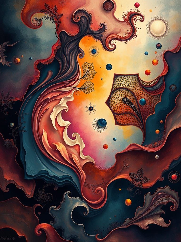 Whimsical Surrealist Masterpiece in Vibrant Colors