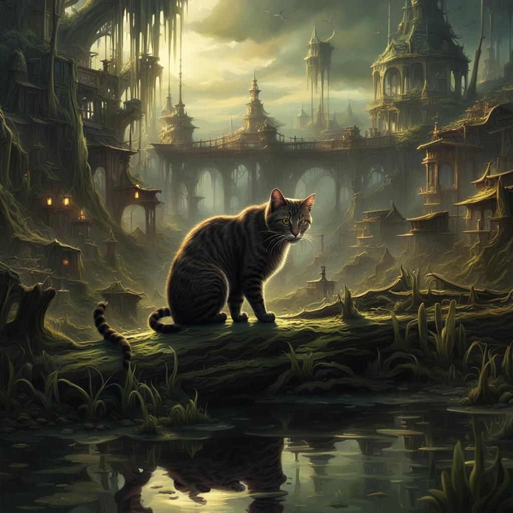 Swamp Cat in Epic Digital Matte Painting