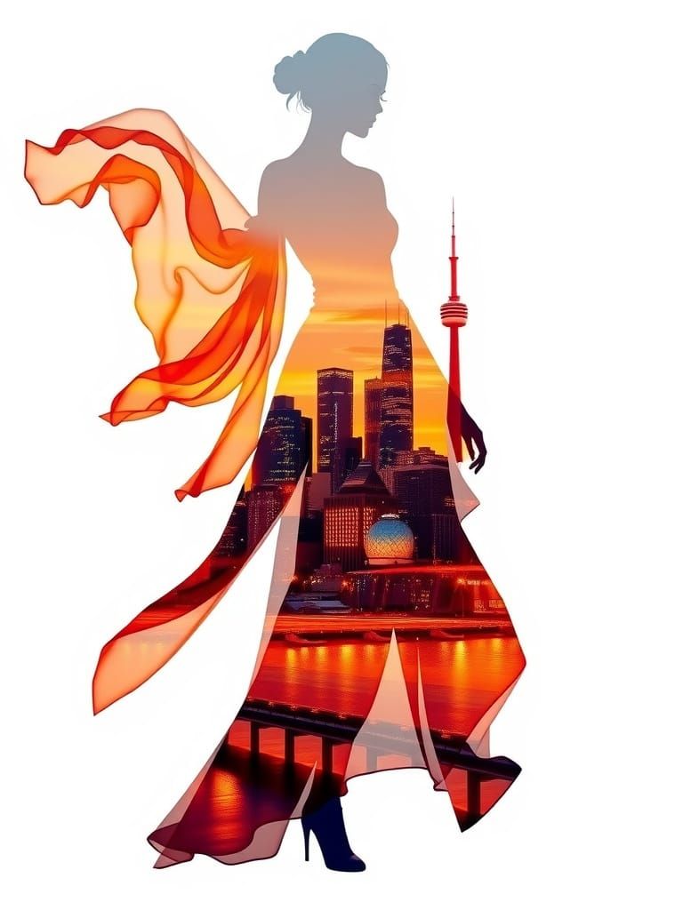 Starry Night Goddess Amidst Toronto's Sunset Skies