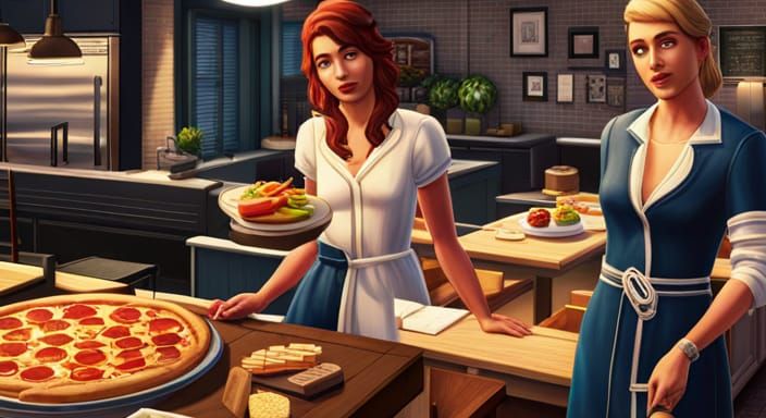 Hyperrealistic Pizza Pie in Sims 4 Style