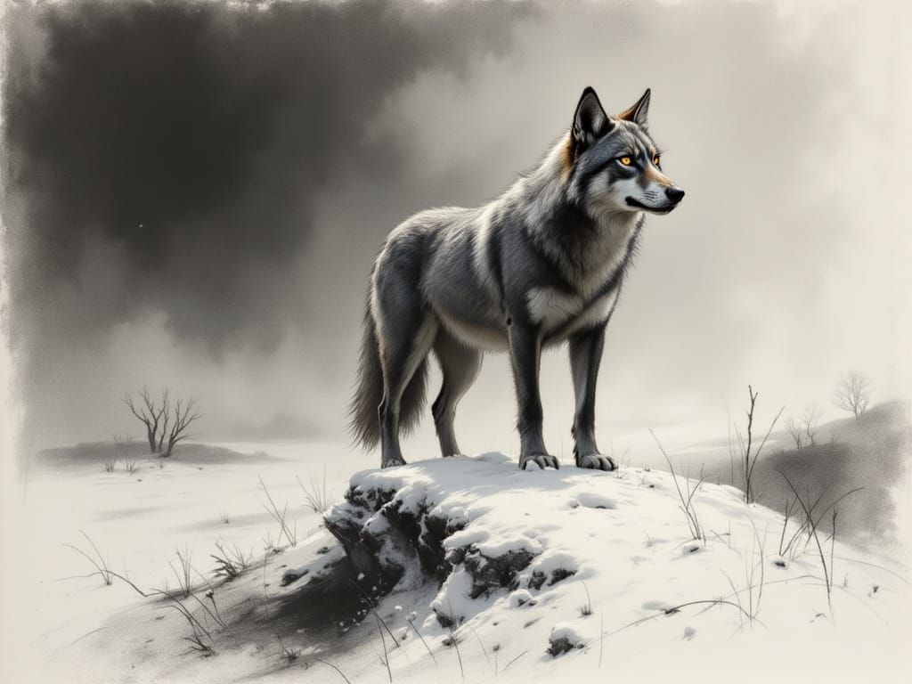Arctic Wolf in Monochrome Majesty