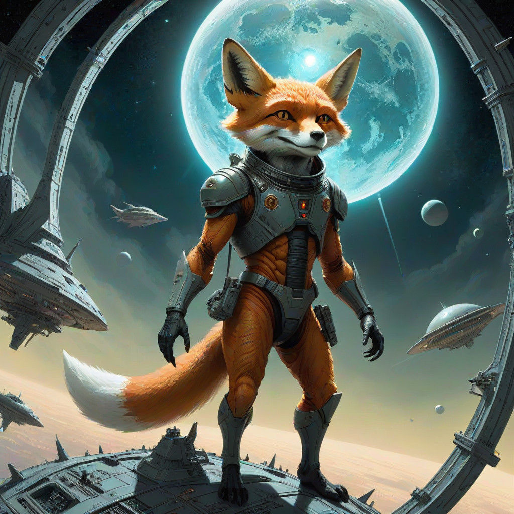 Humanoid Fox in Dark Alien Orbit